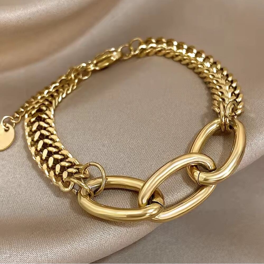 Stainless Steel Gold Chain Link Bracelet